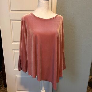 Asymmetrical Pink Velvet Oversized Women's Top - Sz S